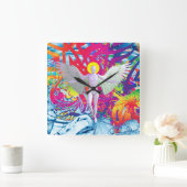 天使ロボット スクエア壁時計 (ホーム)