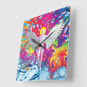 天使ロボット スクエア壁時計 (傾斜)