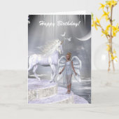 天使一角獣のシーン カード (黄色い花)