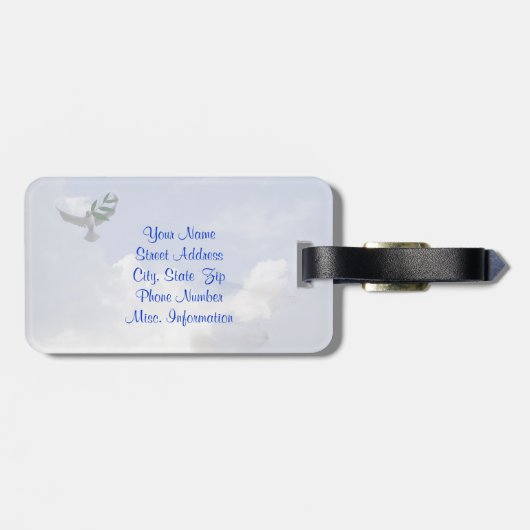 天使及びイエス・キリストの信頼はそれなしでは起点に去りません ラゲッジタグ (裏面横)