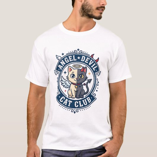 天使悪魔猫+猫ママギフトアイデア - 天使悪魔猫 Tシャツ (正面)
