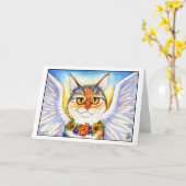 天使猫の哀悼カード カード (黄色い花)