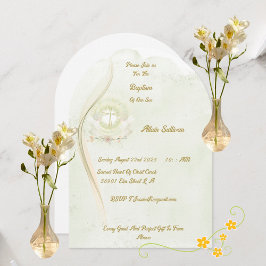 天使白熱［赤熱］光を放つ洗礼招待 招待状