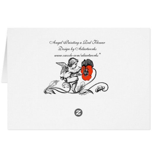 天使絵画が赤い花の母の日 (裏面横)