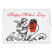 天使絵画が赤い花の母の日 (正面横)