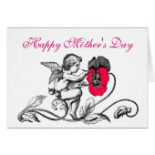 天使絵画のピンクの花の母の日 (正面横)