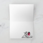 天使絵画のピンクの花誕生日 カード (内部)