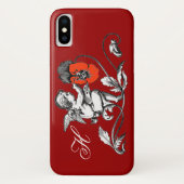 天使絵画の赤い花，モノグラム，赤 Case-Mate iPhoneケース (裏面)