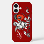 天使絵画の赤い花，モノグラム，赤 Case-Mate iPhoneケース (裏面)
