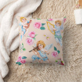 天使花模様:ヴィンテージキューピッドパターン クッション (ブランケット)