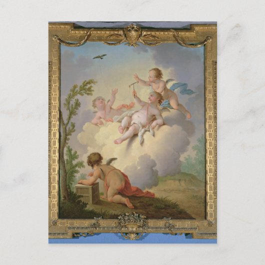 天使遊が鳥を抱えて風景を ポストカード (正面)