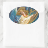 天使遊の竪琴の音楽 楕円形シール (バッグ)