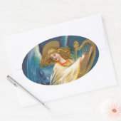 天使遊の竪琴の音楽 楕円形シール (封筒)