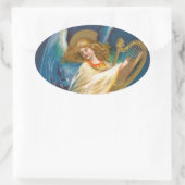 天使遊の竪琴の音楽 楕円形シール (バッグ)