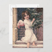 "天使配達"ヴィンテージのクリスマスの郵便はがき シーズンポストカード (正面/裏面)