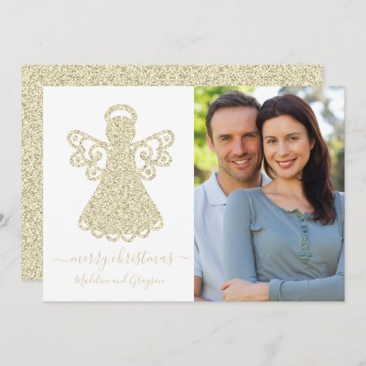 天使金ゴールドグリッターフラットカード (正面/裏面)