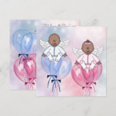 天使風船 アフリカ系アメリカ人 性別発表パーティー 招待状 (正面/裏面)