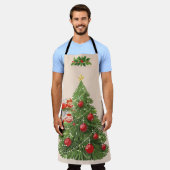 天使飾のクリスマスツリー エプロン (着用した状態)