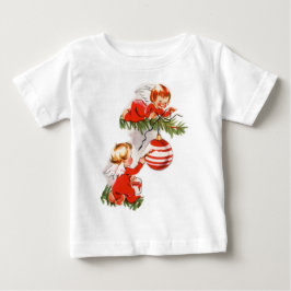 天使飾のクリスマスツリー ベビーTシャツ