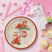 天使飾のクリスマスツリー ペーパープレート (パーティー)