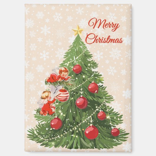 天使飾のクリスマスツリー マグネット (正面)