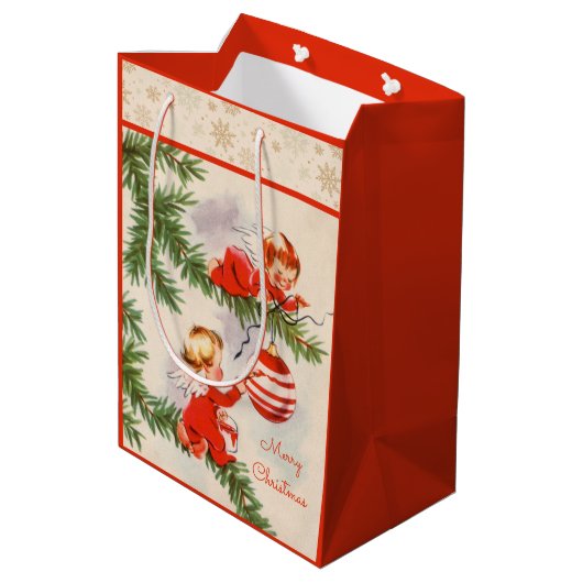 天使飾のクリスマスツリー ミディアムペーパーバッグ (裏面アングル)