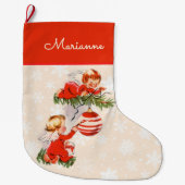 天使飾のクリスマスツリー ラージクリスマスストッキング (正面)