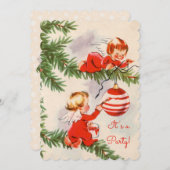 天使飾のクリスマスツリー 招待状 (正面/裏面)