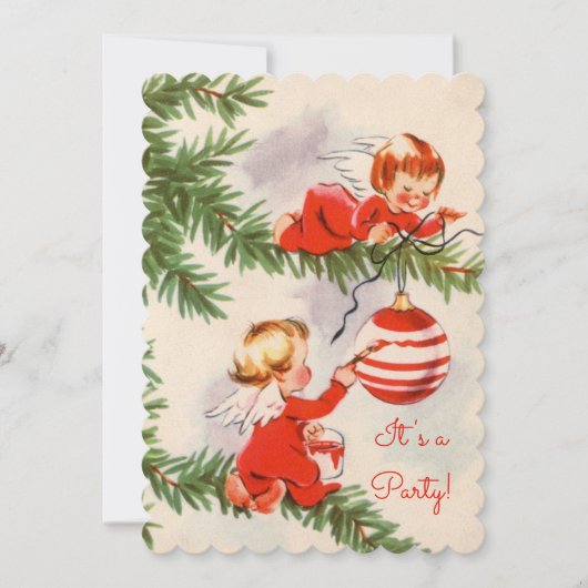 天使飾のクリスマスツリー 招待状 (正面)