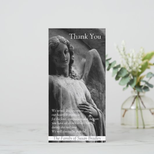 天使1のキリスト教の悔やみや弔慰は写真カード感謝していしています サンキューカード (スタンド正面)