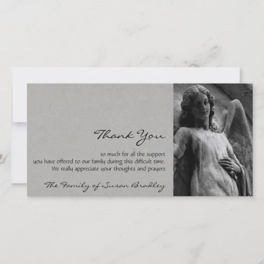 天使2の悔やみや弔慰は写真カード感謝していしています サンキューカード (正面)