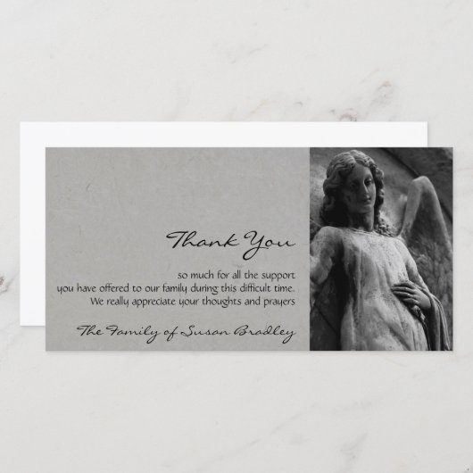 天使2の悔やみや弔慰は写真カード感謝していしています サンキューカード (正面/裏面)