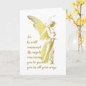 天使　あなたのことを考えて祈りを捧げる　化学療法中 カード (黄色い花)