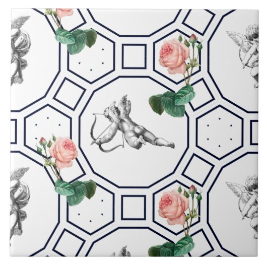 天使,バロック,ロココ,ヴィンテージ, タイル (正面)