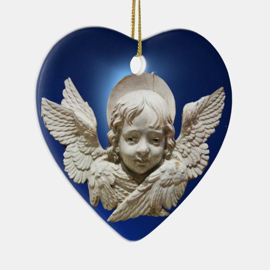 天使/ベビーの初めてのクリスマスの写真テンプレート セラミックオーナメント (右)