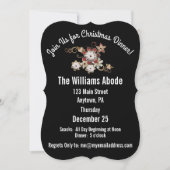 天使、宝石、花きらめくびらクラシックブラック 招待状 (正面)