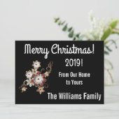 天使、宝石、花きらめくクリスマスカード サンキューカード (スタンド正面)