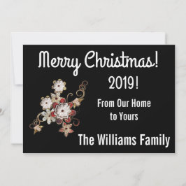 天使、宝石、花きらめくクリスマスカード サンキューカード