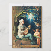 天使、星、女性、月のクリスマス宗教的 シーズンカード (正面)