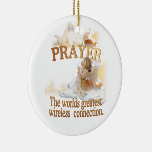 天使-祈りの言葉の世界で最も素晴らしい無線電信は接続します セラミックオーナメント (右)