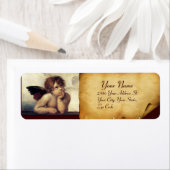 天使 / 羽を持つ小さな天使、茶色の羊皮紙、白 ラベル (インサイチュ)