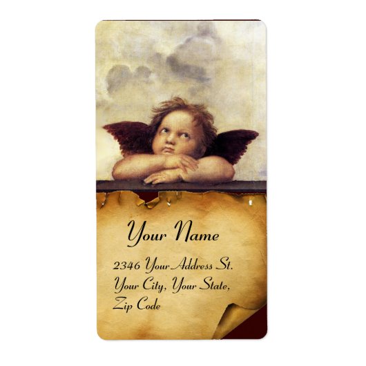 天使 / 羽根の生えたキューピッド, 茶色の羊皮紙, 白 ラベル (正面)