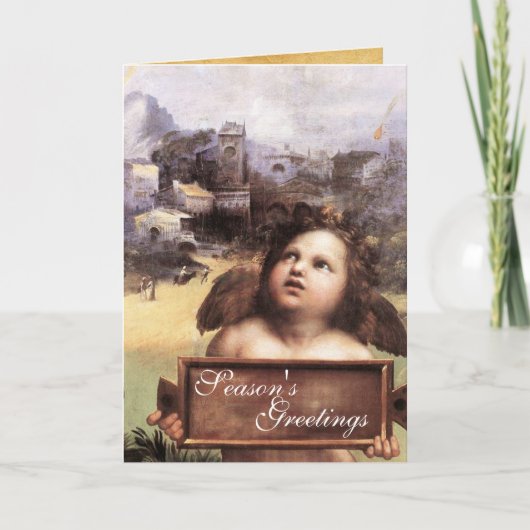 天使,翼のあるケルブ,ブルーサファイア,羊皮紙 シーズンカード (正面)