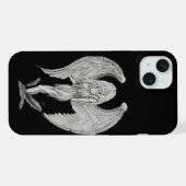天使 - 黒と白のデザイン iPhoneケース (裏面横)