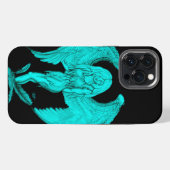 天使、黒と緑のデザイン iPhoneケース (裏面横)