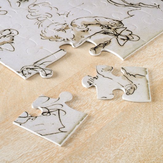 天使、18世紀初頭(ペンとインクおよび洗浄 ジグソーパズル (側面)