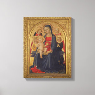 天使、c.1467 (窓ガラスのマドンナそして子供の油 キャンバスプリント