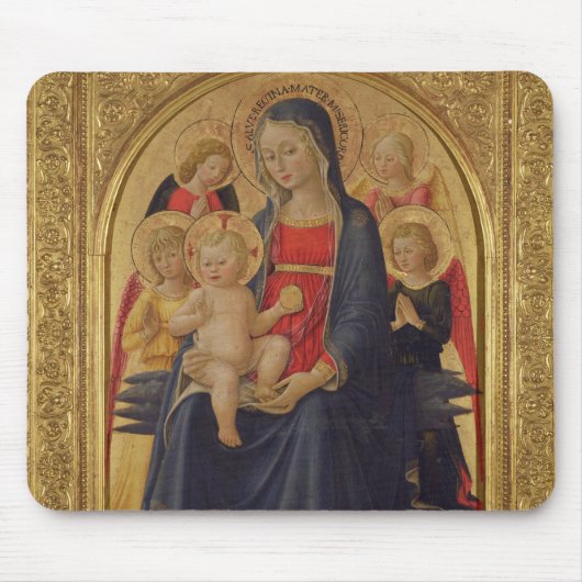 天使、c.1467 (窓ガラスのマドンナそして子供の油 マウスパッド (正面)