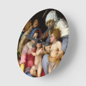 天使、c.1515-16 (パネルの油)の神聖な家族 ラウンド壁時計 (傾斜)