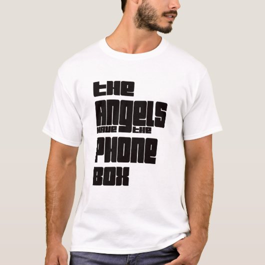 天使Tエンジェルおもしろいが電話ボックスを持っている Tシャツ (正面)